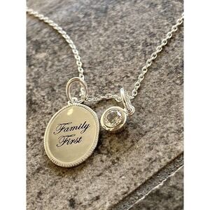 RJ Graziano 925 Sterling Silver Necklace Family First CZ Chain